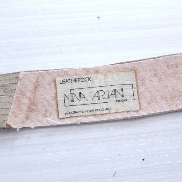 VINTAGE Nina Arjani western inspired turquoise/silver decor leather belt - Picture 3 of 5